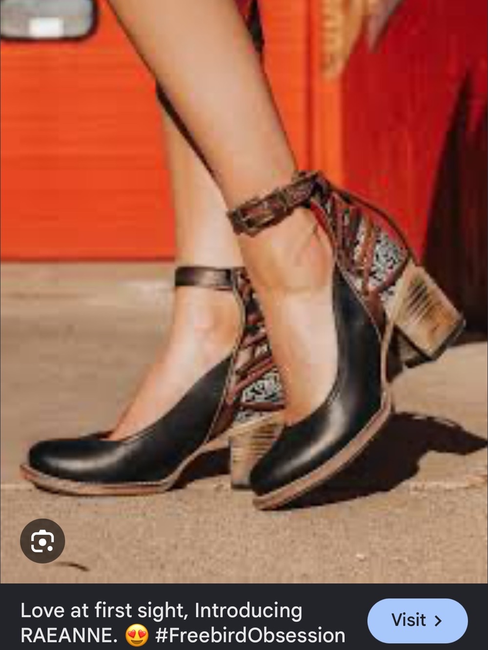 Freebird by Steven Raeanne Black Multi Patterned Ankle-Strap Block Heels